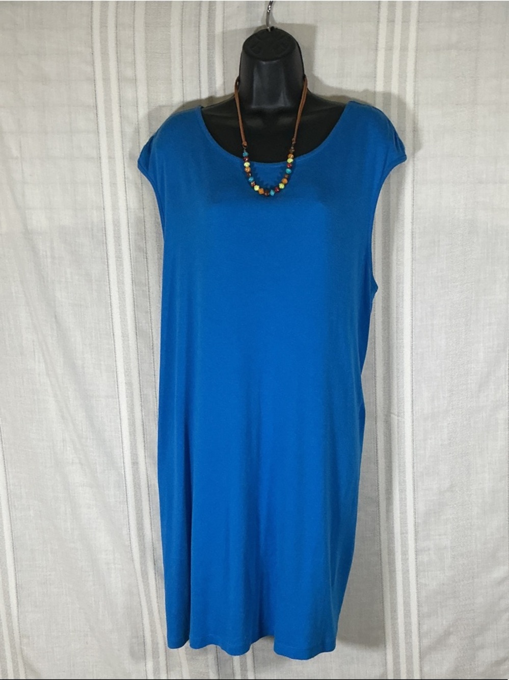 Chico’s Travelers Style Blue Tank Dress Sleeveless Stretch Relaxed Size 3